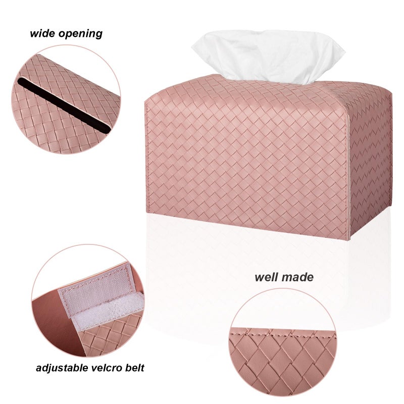 zoocatia Tissue Box Cover Rectangle PU Leather Tissue Holder Facial Tissue Case Paper Organizer Dispenser for Bathroom  Vanity  Countertop  Tabletop  Car  Office  Pink - Image 5